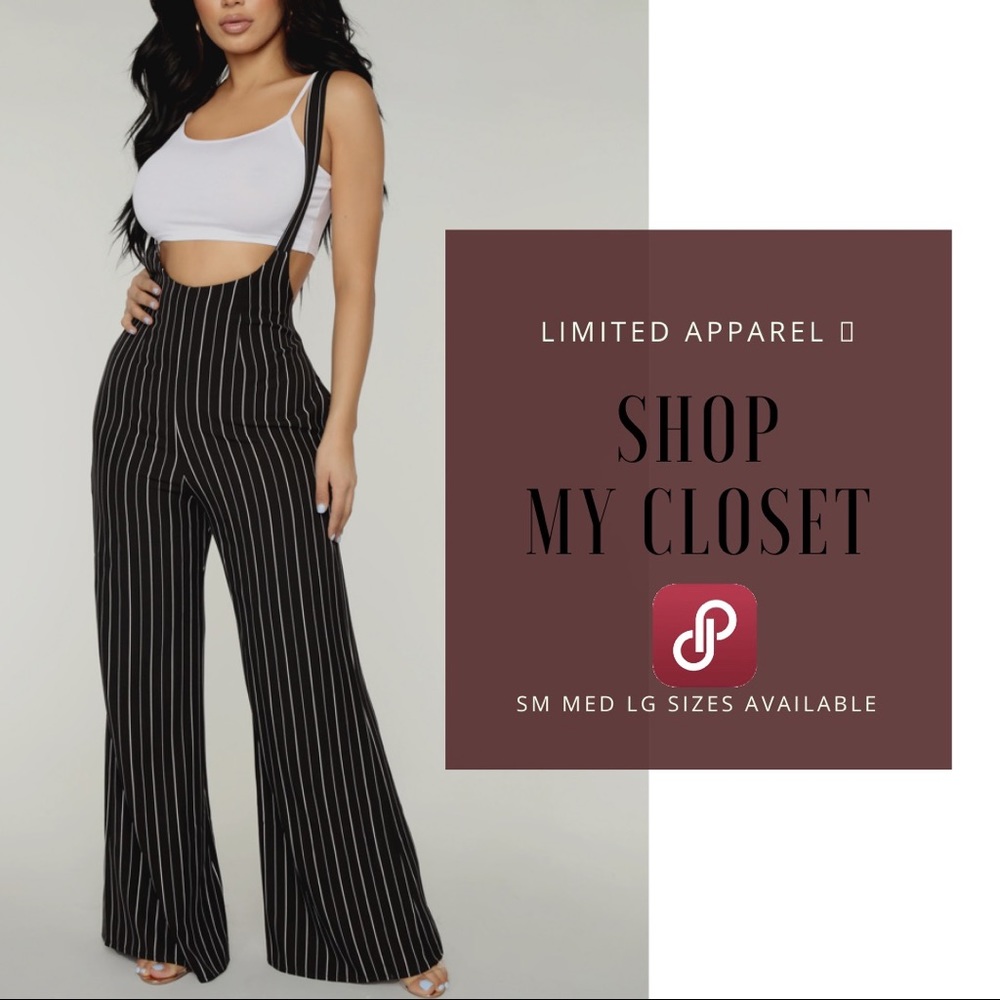Black and White Stripe Overalls | jumper